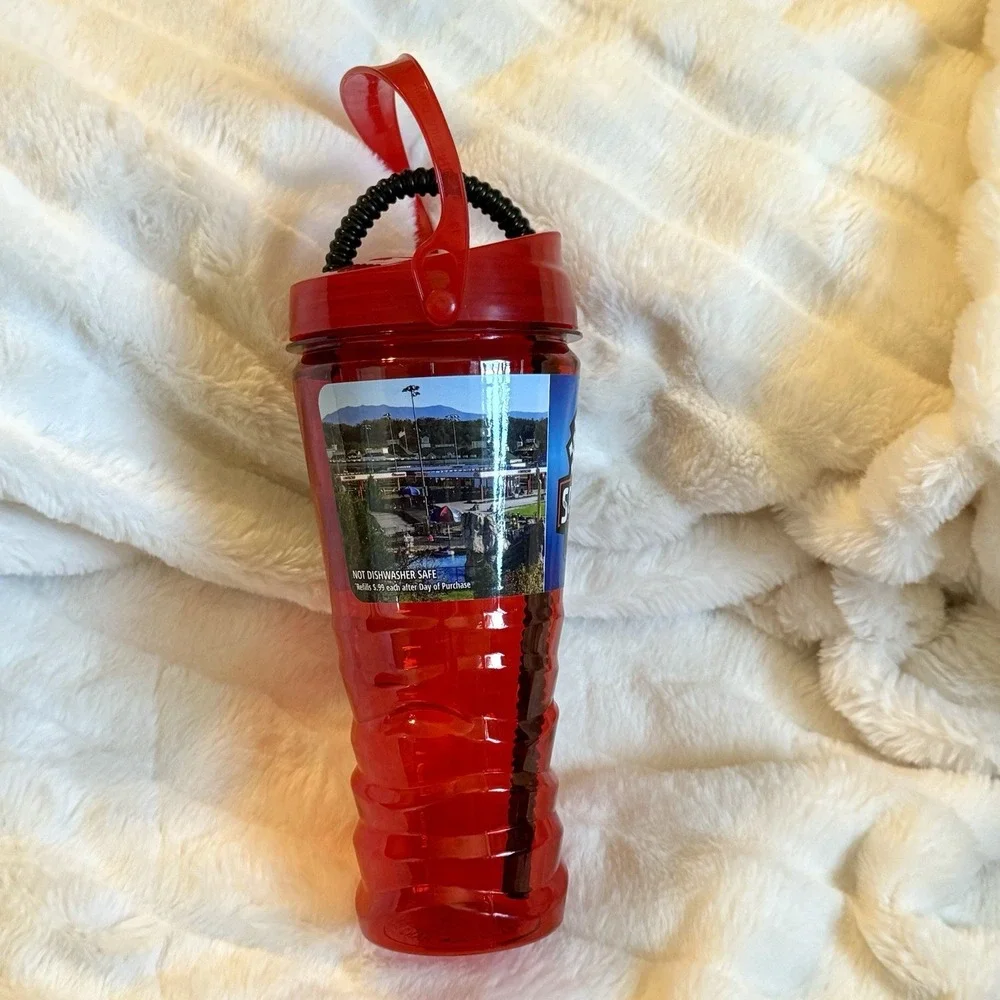 NASCAR Speed Park Souvenir Cup 32oz‎ Red w/ Handle Lid & Straw Whirley